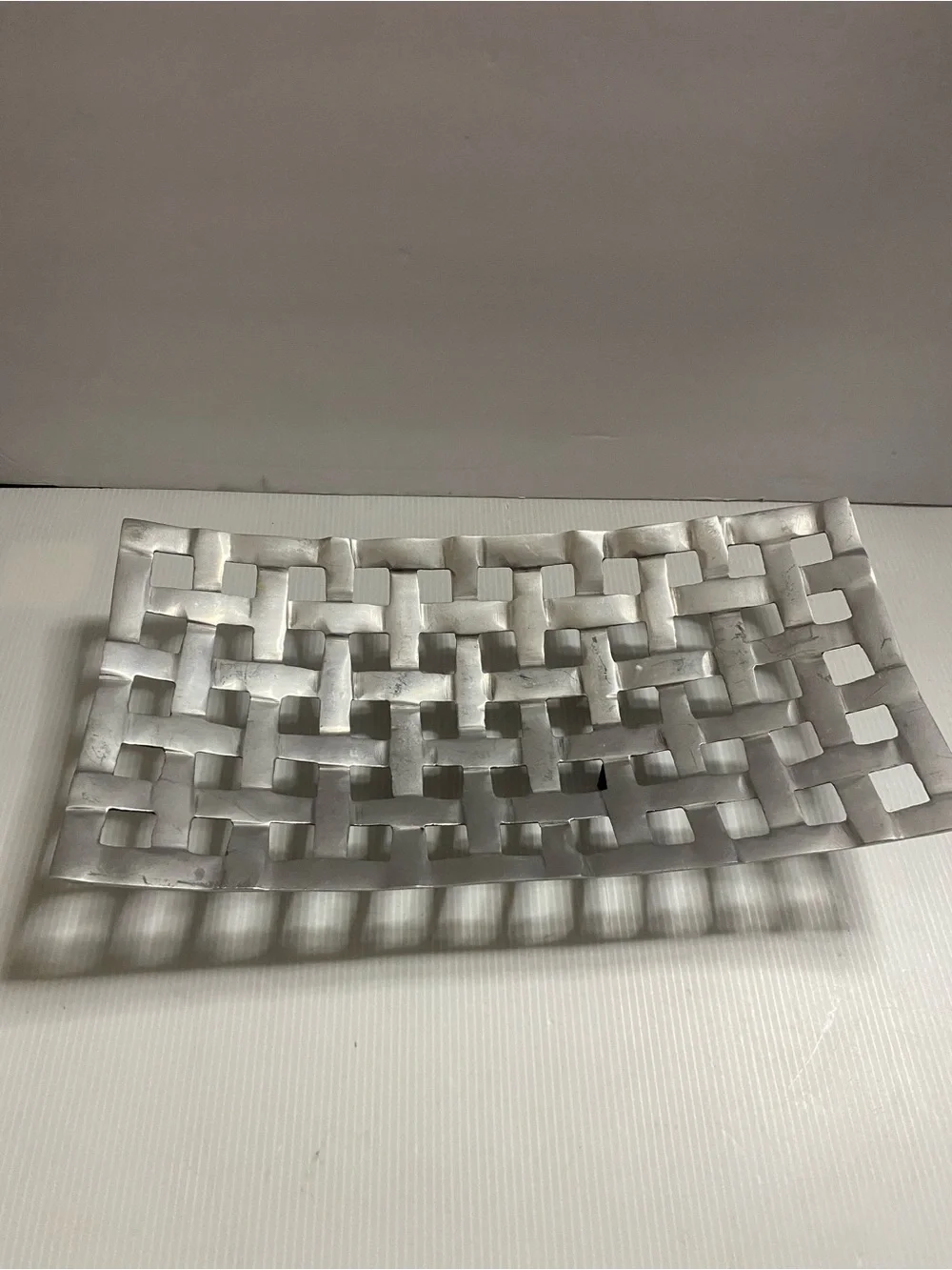 Silver Woven Metal Decorative Tray - Home Bath